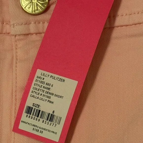 NEW Lilly Pulitzer Colette DENIM Skort CALLA LILLY PINK